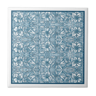 Vintage Delft Blue Botanical Lily Mönster Kakelplatta