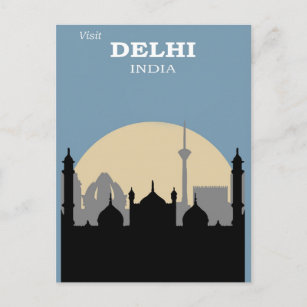 Vintage Delhi India City Skyline Travel Vykort