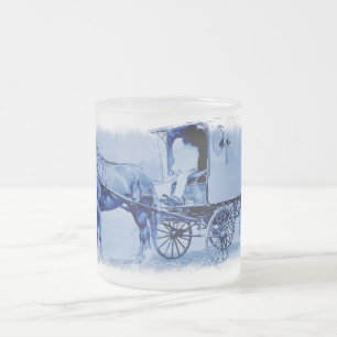 Vintage Delivery Wagon Frosted Glass Mugg