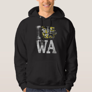 Vintage delstaten Iowa Trendig våg Iowans Svart Gu Hoodie