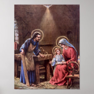 vintage den heliga familjen, Jesus christ, Josef, Poster
