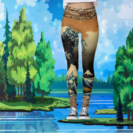 Vintage Den Underbara vågen av japansk konstnär Vi Leggings
