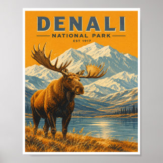 Vintage Denali National Park Resa Poster