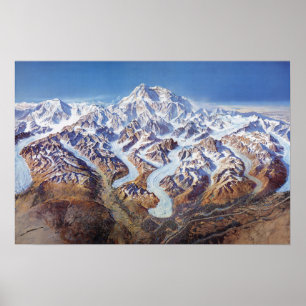 Vintage Denali nationalparksstöd Karta Poster
