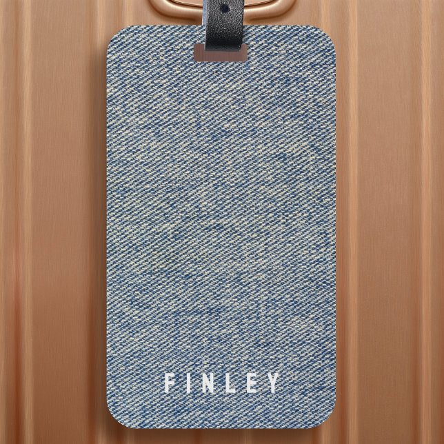 Vintage Denim Blue Jeans Titta Bagagebricka (Skapare uppladdad)