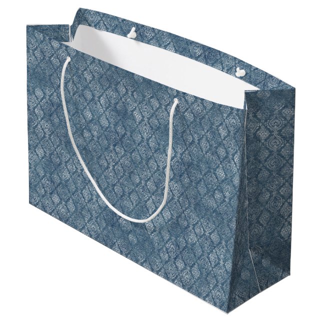 Vintage Denim Inspired Mönster Large Gift Bag (Baksidan Vinklad)