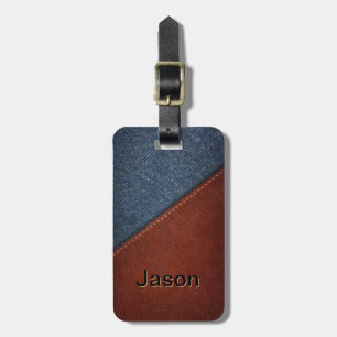 Vintage Denim Leather Bagagebricka