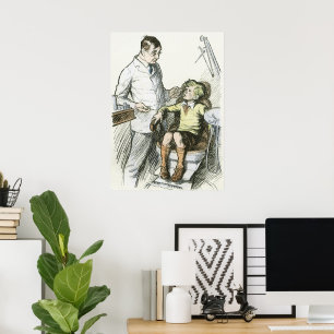 Vintage Dental, dentist med en pojke i ordförandes Poster