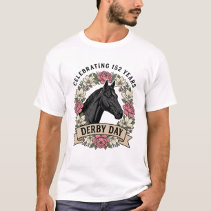 Vintage Derby Day Häst Blommig Skjorta Design T Shirt