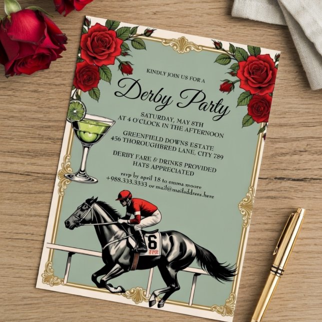 Vintage Derby Horse Race Party Inbjudan 2026 (Skapare uppladdad)