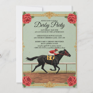 Vintage Derby Horse Racing Party Invitation 2026 Inbjudningar