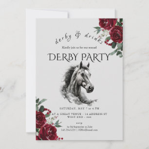 Vintage Derby och Drinkparty Inbjudan Häst Sk
