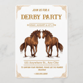 Vintage Derby Party Invitation with Elegant Horses Inbjudningar