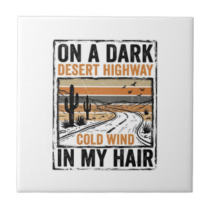 Vintage Desert Highway Wind Grafisk T-Shirt Design Kakelplatta