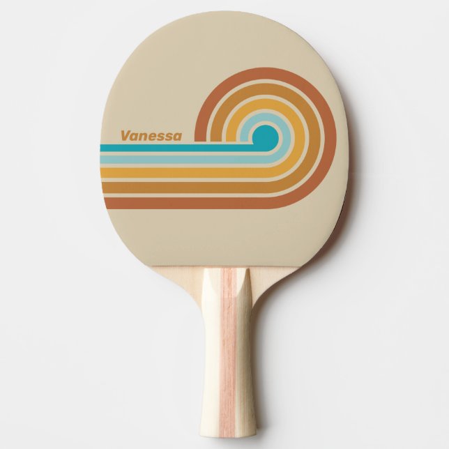 Vintage Desert Rainbow Ränder med Namn Pingisracket (Framsidan)