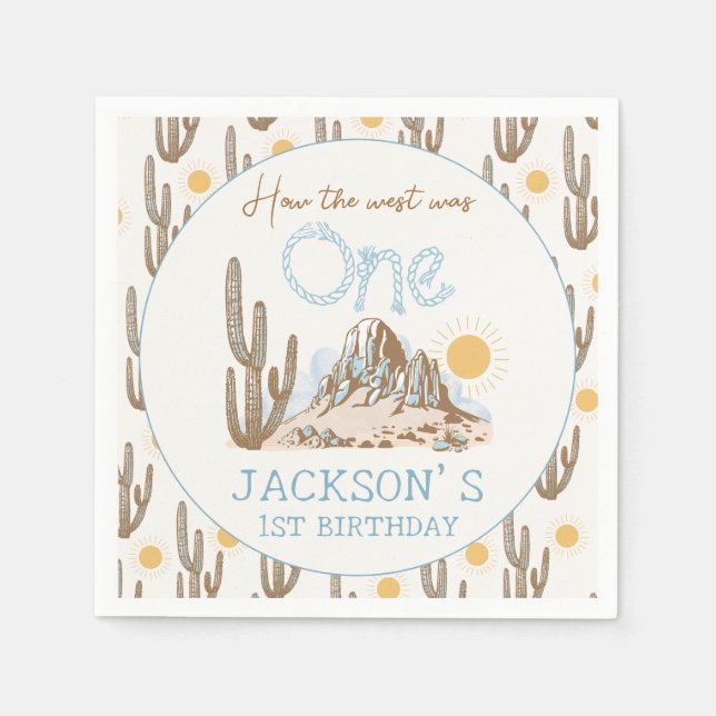 Vintage Desert Vilda western Western födelsedag Pappersservett (Framsidan)