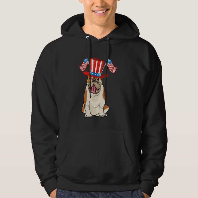 Vintage Design Amerikanska Top hat Hund Hoodie (Framsida)