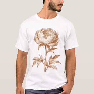 Vintage-design för botanisk gravyr av pion t shirt
