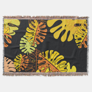 Vintage Design för sommartropisk Löv Filt