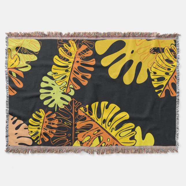Vintage Design för sommartropisk Löv Filt (Framsidan)