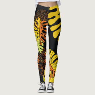 Vintage Design för sommartropisk Löv Leggings