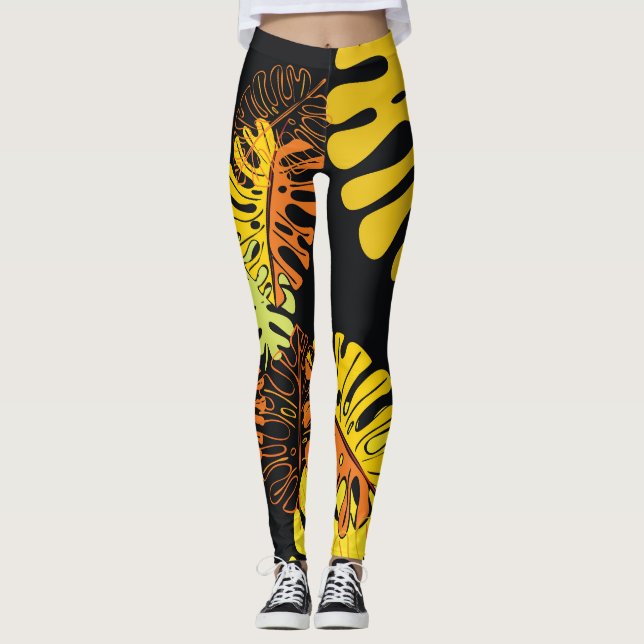 Vintage Design för sommartropisk Löv Leggings (Framsida)