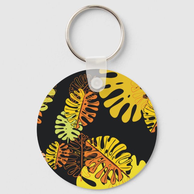 Vintage Design för sommartropisk Löv Nyckelring (Framsida)