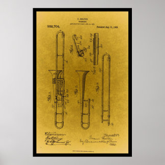 Vintage Design Retro-trombenpatenttryck Poster