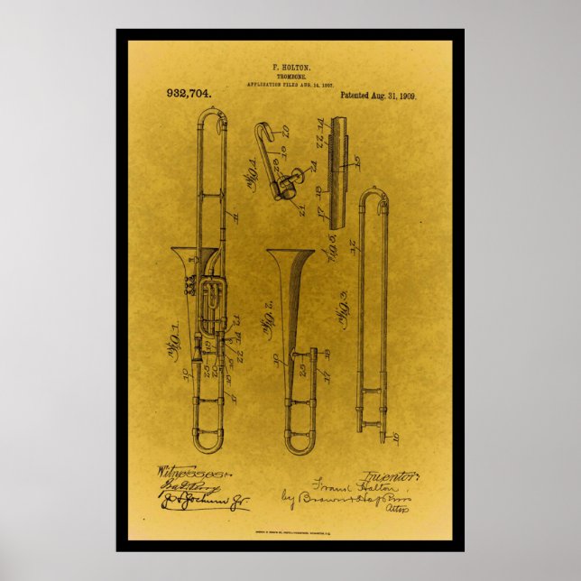 Vintage Design Retro-trombenpatenttryck Poster (Framsidan)