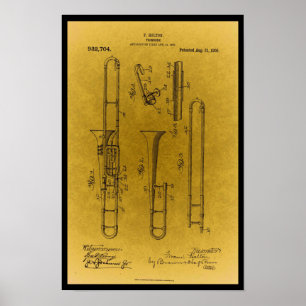 Vintage Design Retro-trombenpatenttryck Poster