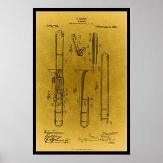Vintage Design Retro-trombenpatenttryck Poster