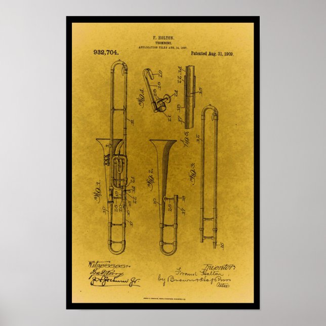 Vintage Design Retro-trombenpatenttryck Poster (Framsidan)