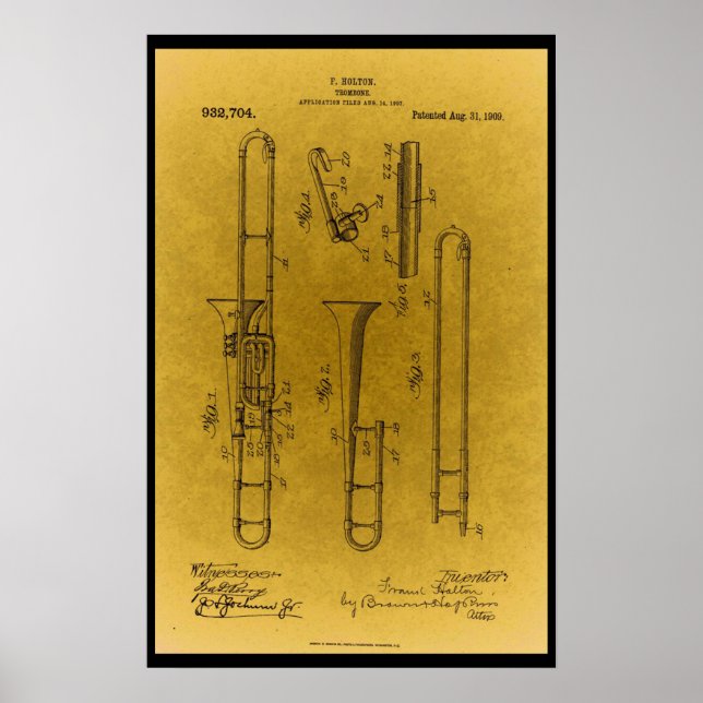 Vintage Design Retro-trombenpatenttryck Poster (Framsidan)