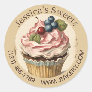 Vintage Dessert Baker Cake Caterer Cupcoa Bakery Runt Klistermärke