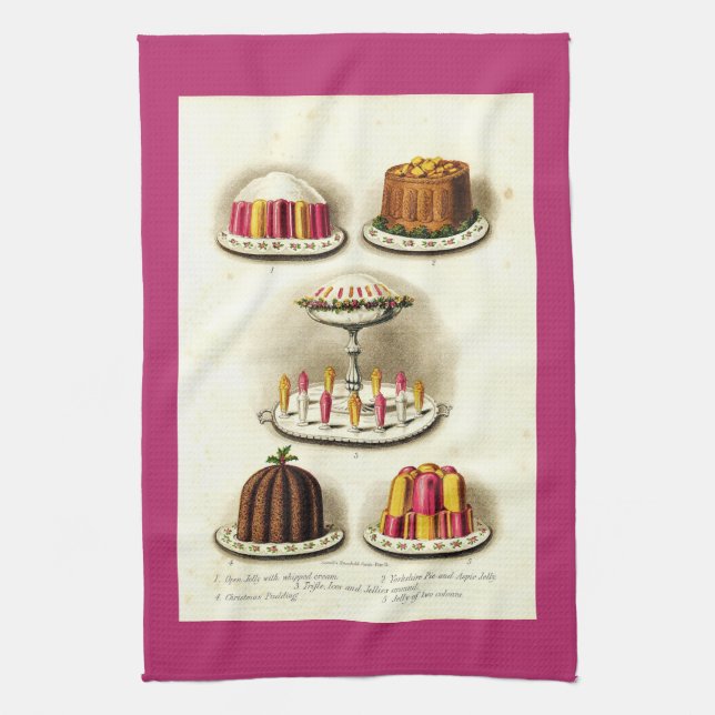 Vintage dessert paj och kaka kökshandduk (Vertikal)