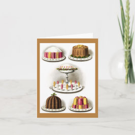 Vintage Desserts and Baked Goods Framed Note Card Kort