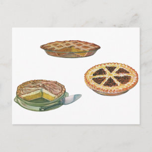 Vintage Desserts, Thanksgiving Paj, Pecan Pumpkin Vykort