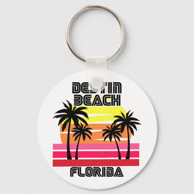 Vintage Destin Beach Florida Nyckelring (Framsida)