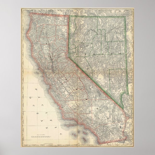 Vintage Detailed California and Nevada Poster (Framsidan)