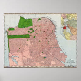 Vintage Detailed San Francisco Map Poster 1912