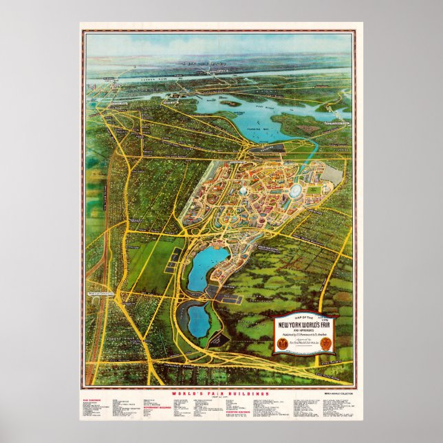 Vintage Detaljerad New York Kartaffisch Poster (Framsidan)