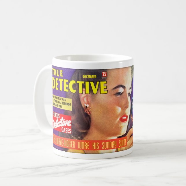 VINTAGE DETECTIVE MAGAZINKOLLAGE KAFFEMUGG (Framsida vänster)