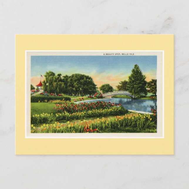 Vintage Detroit Belle Isle bridge Vykort (Framsida)