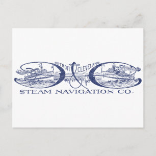 Vintage Detroit & Cleveland Steam Navigation Blue Vykort