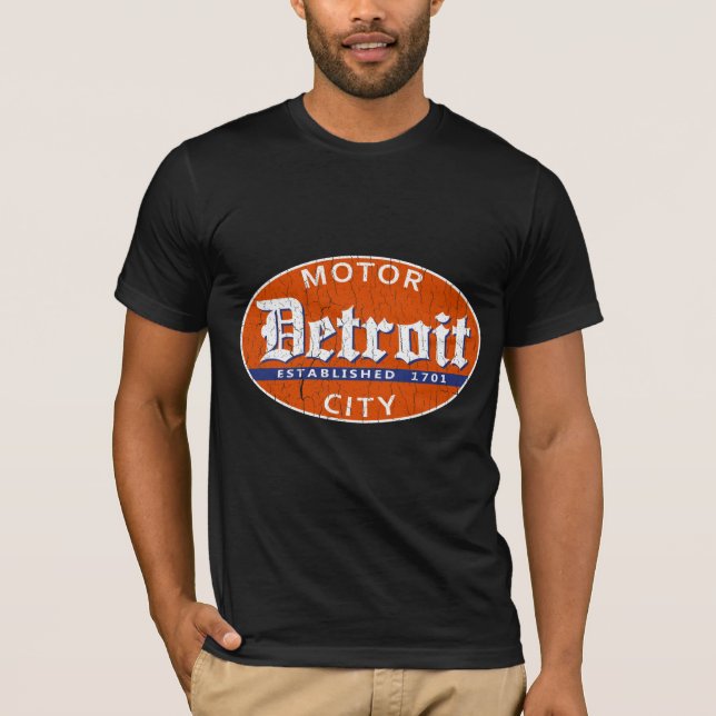 Vintage Detroit (den bekymrade designen) T Shirt (Framsida)