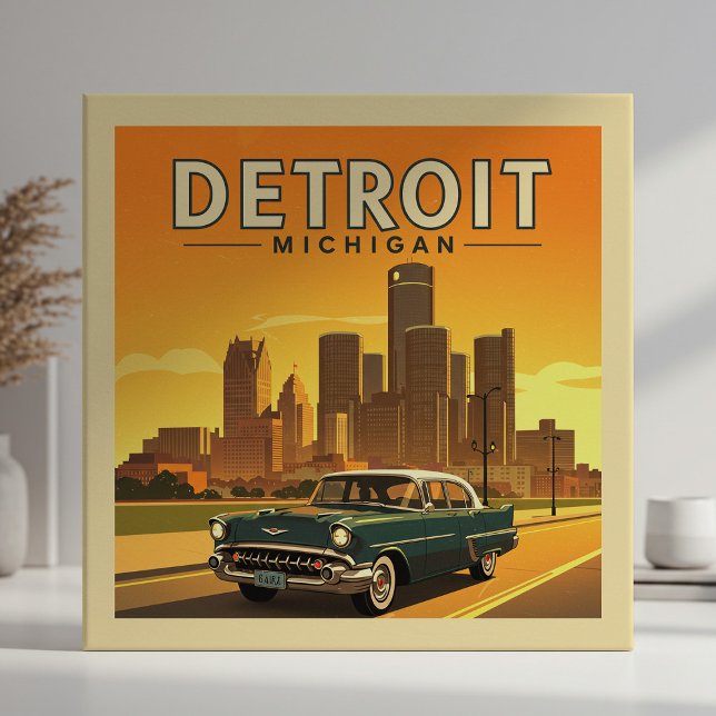 Vintage Detroit Michigan Kakelplatta (Skapare uppladdad)