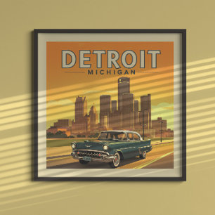 Vintage Detroit Michigan Poster