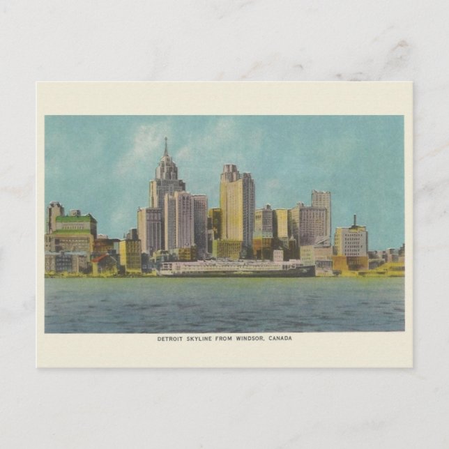 Vintage Detroit Michigan Travel Postcard Vykort (Framsida)