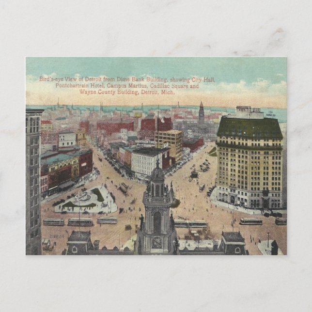 Vintage Detroit Michigan Vykort (Framsida)