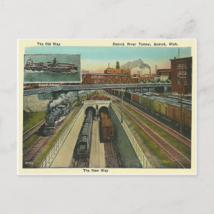 Vintage Detroit River Tunnel Vykort